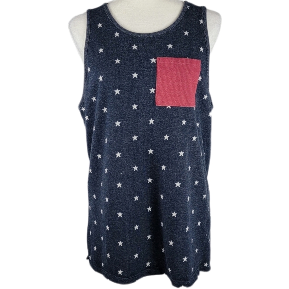 On The Byas blue tank white stars red pocket medium